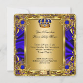 Prince Baby shower Regal Gold Royal Blue Boy 2a Kaart (Achterkant)