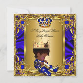 Prince Baby shower Regal Gold Royal Blue Boy A Kaart (Voorkant)