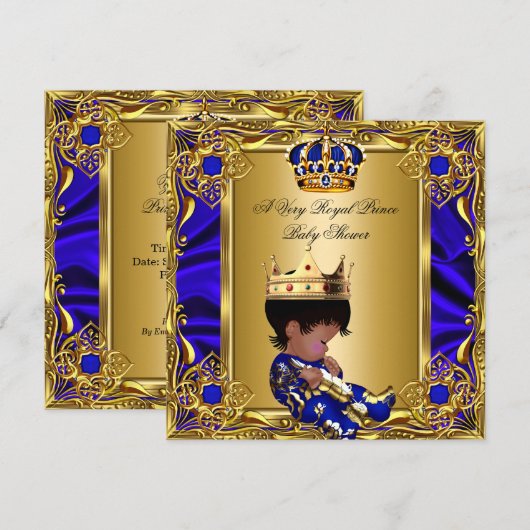 Prince Baby shower Regal Gold Royal Blue Boy Kaart (Voorkant / Achterkant)