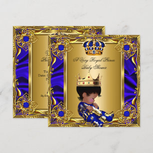 Prince Baby shower Regal Gold Royal Blue Boy Kaart