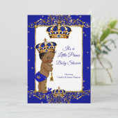 Prince Baby Shower Royal Blauw Gouden Etnische Kaart (Staand voorkant)