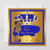 Prince Baby shower Royal Blue Boy Crown Ethnic Kaart (Voorkant)