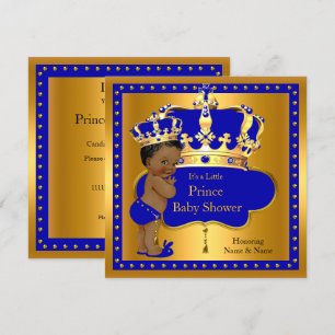 Prince Baby shower Royal Blue Boy Crown Ethnic Kaart