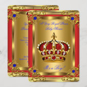 Prince Baby shower Royal Blue Boy Regal Red Gold Kaart (Voorkant / Achterkant)