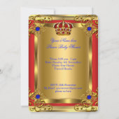Prince Baby shower Royal Blue Boy Regal Red Gold Kaart (Achterkant)