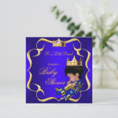 Prince Baby shower Royal Blue Gold Boy Crown 3 Kaart (Staand voorkant)