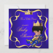 Prince Baby shower Royal Blue Gold Boy Crown 3 Kaart (Voorkant)