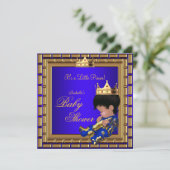 Prince Baby shower Royal Blue Gold Boy Crown 4 Kaart (Staand voorkant)