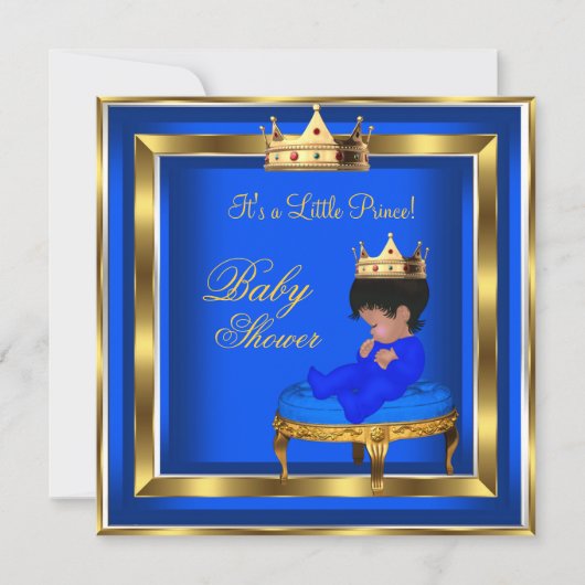 Prince Baby shower Royal Blue Gold Boy Crown AA Kaart (Voorkant)