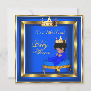 Prince Baby shower Royal Blue Gold Boy Crown AA Kaart