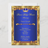 Prince Baby shower Royal Blue Gold Carriage Blond Kaart (Achterkant)