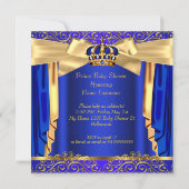 Prince Baby shower Royal Blue Gold Drapes Etnic Kaart (Achterkant)