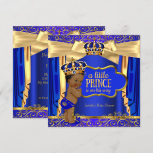 Prince Baby shower Royal Blue Gold Drapes Etnic Kaart