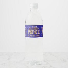 Prince Baby shower Royal Blue Gold Foil Boy Waterfles Etiket