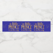 Prince Baby shower Royal Blue Gold Foil Boy Waterfles Etiket (Enkel label)