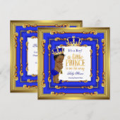 Prince Baby shower Royal Blue Gold Lijst Ethnic Kaart (Voorkant / Achterkant)