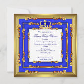 Prince Baby shower Royal Blue Gold Lijst Ethnic Kaart (Achterkant)