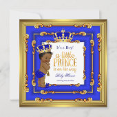 Prince Baby shower Royal Blue Gold Lijst Ethnic Kaart (Voorkant)