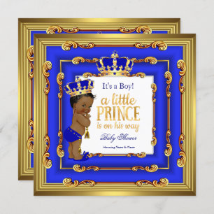 Prince Baby shower Royal Blue Gold Lijst Ethnic Kaart