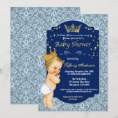 Prince  baby shower Royal Blue Kaart (Voorkant / Achterkant)
