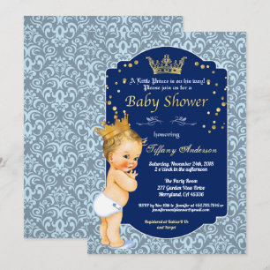 Prince  baby shower Royal Blue Kaart