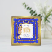 Prince Baby shower Royal Blue Lijst Brunette Kaart (Staand voorkant)