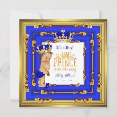 Prince Baby shower Royal Blue Lijst Brunette Kaart (Voorkant)