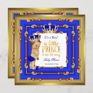 Prince Baby shower Royal Blue Lijst Brunette Kaart