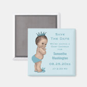  Prince Baby shower Save the Date Blauw Magneet (Voorkant / Achterkant)