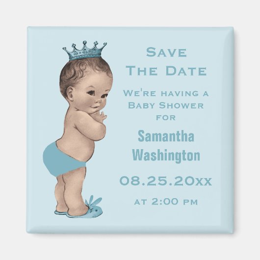  Prince Baby shower Save the Date Blauw Magneet (Voorkant)