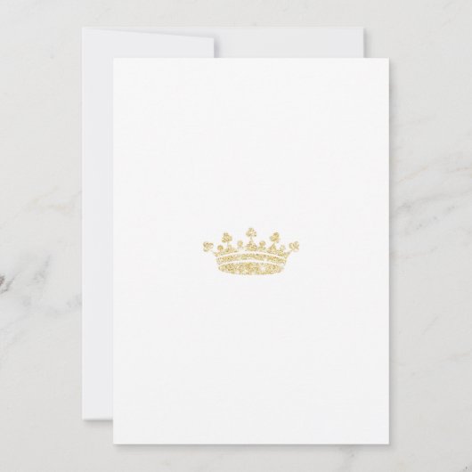 Prince Baby shower Save the Date Blue Gold Glitter (Achterkant)