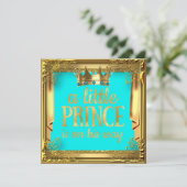 Prince Baby shower Turquoise Blauwgroen blauw Kaart (Staand voorkant)