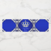 Prince Baby shower Waterfles Labels Blauw Zilver Waterfles Etiket (Enkel label)