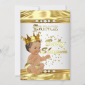 Prince Baby shower White Gold Foil Brunette Kaart (Voorkant)