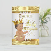 Prince Baby shower White Gold Foil Brunette Kaart (Staand voorkant)