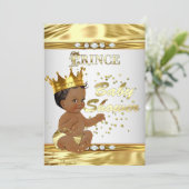 Prince Baby shower White Gold Foil Ethnic Kaart (Staand voorkant)