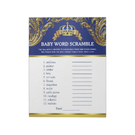 Prince Baby shower Word Scramble Games Notitieblok