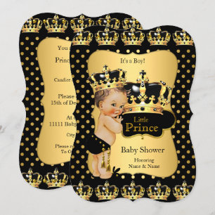 Prince Baby Shower Zwart Goud Stippen Bruine Haren Kaart