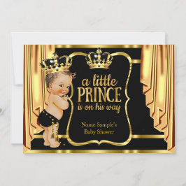 Prince Babyshower Zwart Gouden Drapers Bruine Kaart
