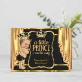 Prince Babyshower Zwart Gouden Drapers Bruine Kaart (Staand voorkant)