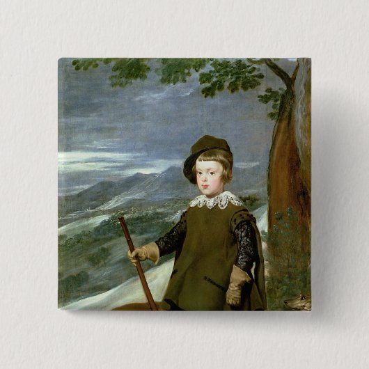 Prince Balthasar Carlos Vierkante Button 5,1 Cm (Voorkant)