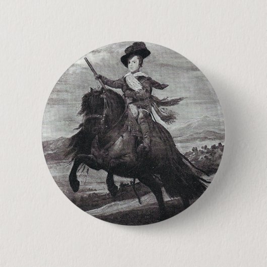 Prince Balthasar over Horseback door Velazque Ronde Button 5,7 Cm (Voorkant)