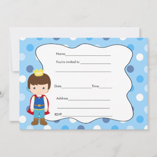 Prince Birthday Baby shower Invitation Vul in Kaart (Voorkant)