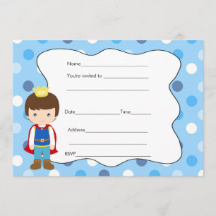Prince Birthday Baby shower Invitation Vul in Kaart