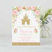 Prince Birthday Invitation Gold Princess Catle Kaart (Staand voorkant)