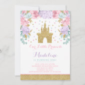 Prince Birthday Invitation Gold Princess Catle Kaart (Voorkant)