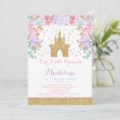 Prince Birthday Invitation Gold Princess Catle Kaart (Staand voorkant)