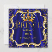 Prince Birthday Royal Blue Gold Crown Mannen 2 Kaart (Voorkant)