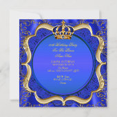 Prince Birthday Royal Blue Gold Crown Mannen Kaart (Achterkant)