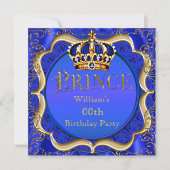 Prince Birthday Royal Blue Gold Crown Mannen Kaart (Voorkant)